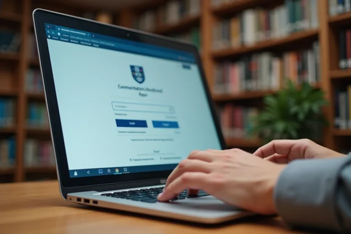 Gros plan sur un écran d'ordinateur affichant une page de connexion à un portail éducatif académique type Iprof